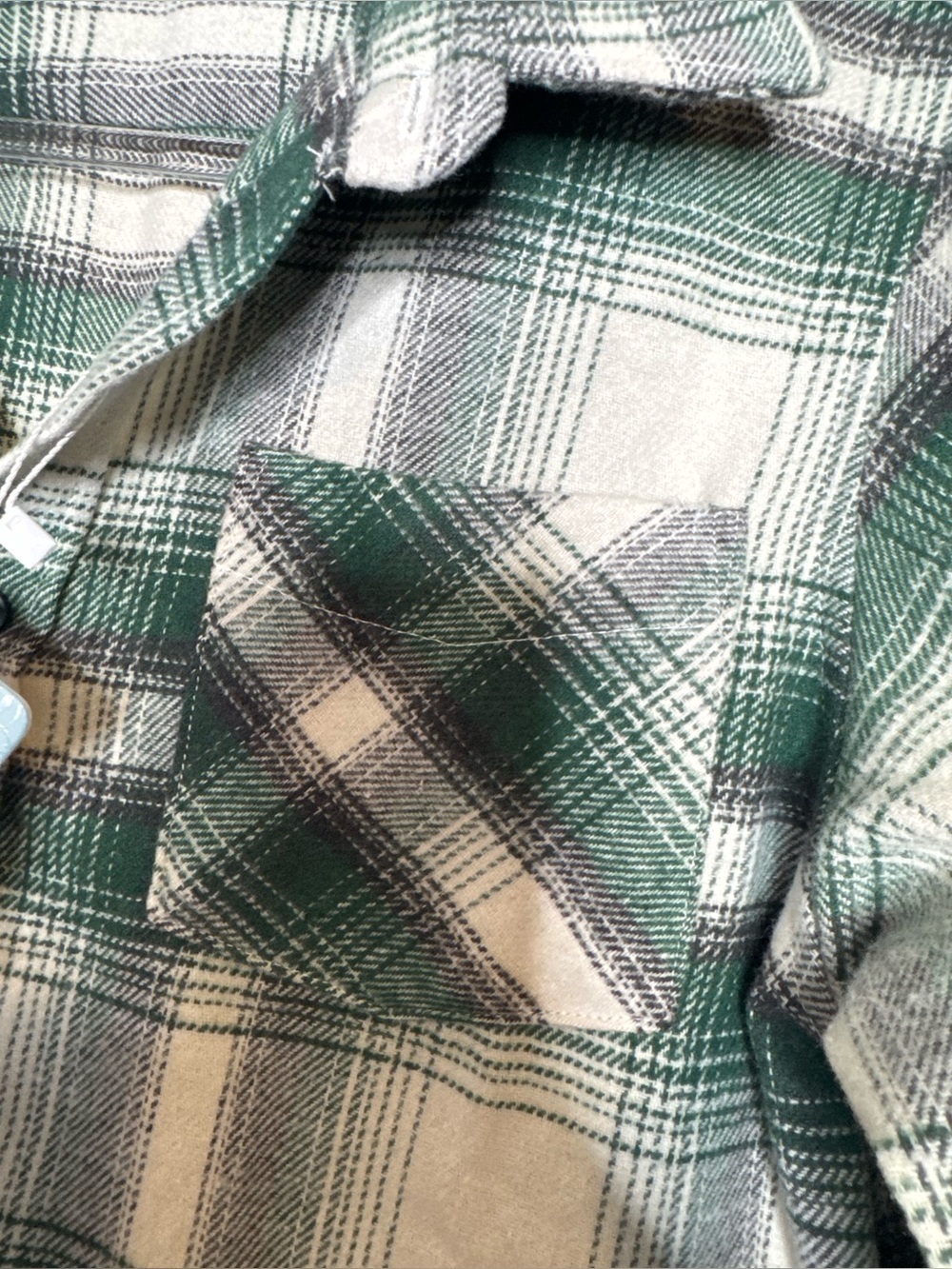 Eight Avenue Green Plaid Button-Up long sleeve Shirt size 14 cotton blend boxy - Picture 3 of 6